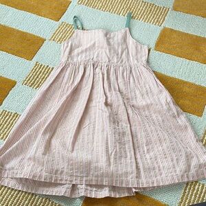 Mini Boden striped cotton/metallic thread pink and green dress size 8-9y